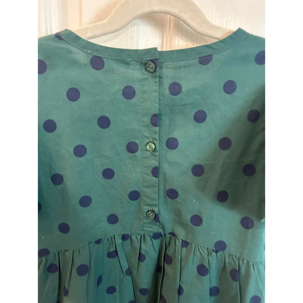 Tucker + Tate Dress Green Polka Dot Tiered Flutter Sleeve Kids Size 8 Cotton